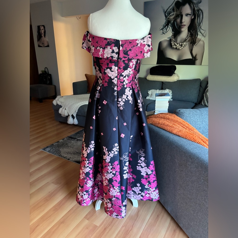 Adrianna Papell Navy and Pink Floral Dress - Picture 5 of 7